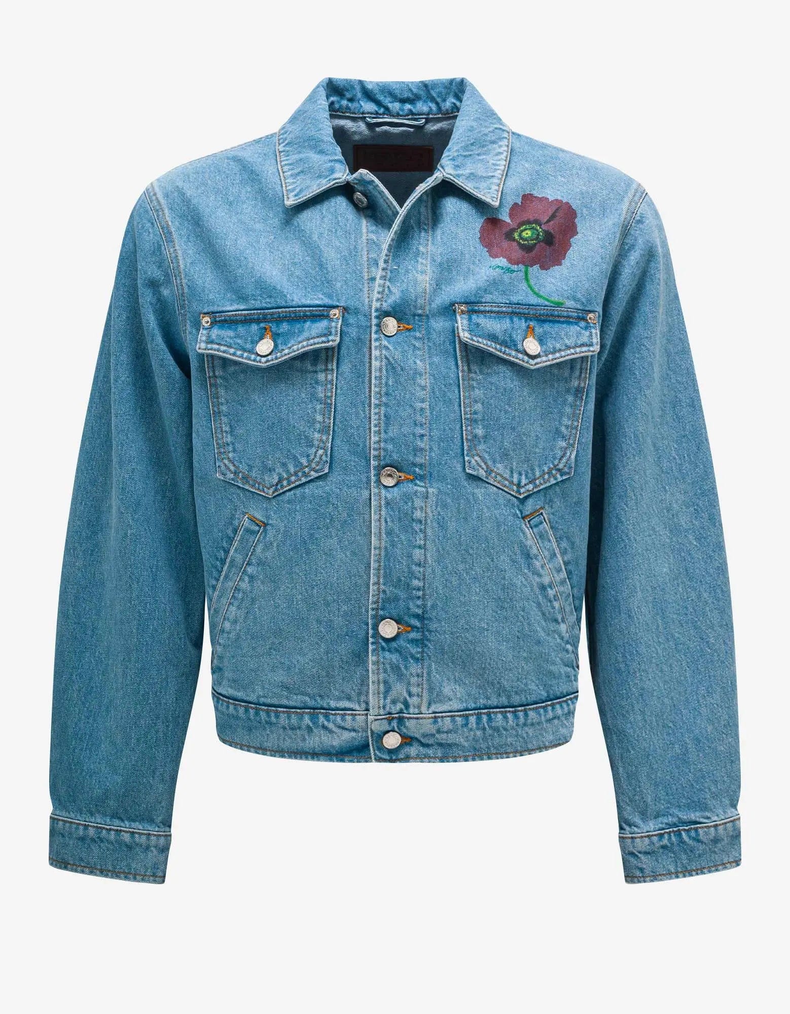 Kenzo Sky Blue Kenzo Poppy Denim Jacket Sophisticated Men's French