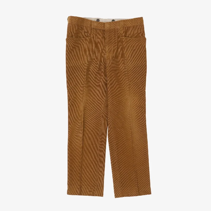 MTO Pleated Cord Formal Trousers Earthy Men's Hemp