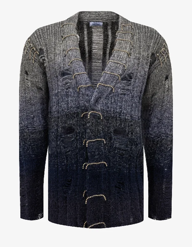 Off-White Grey Punk Pearl Degrade Cardigan Refined Men's Hand