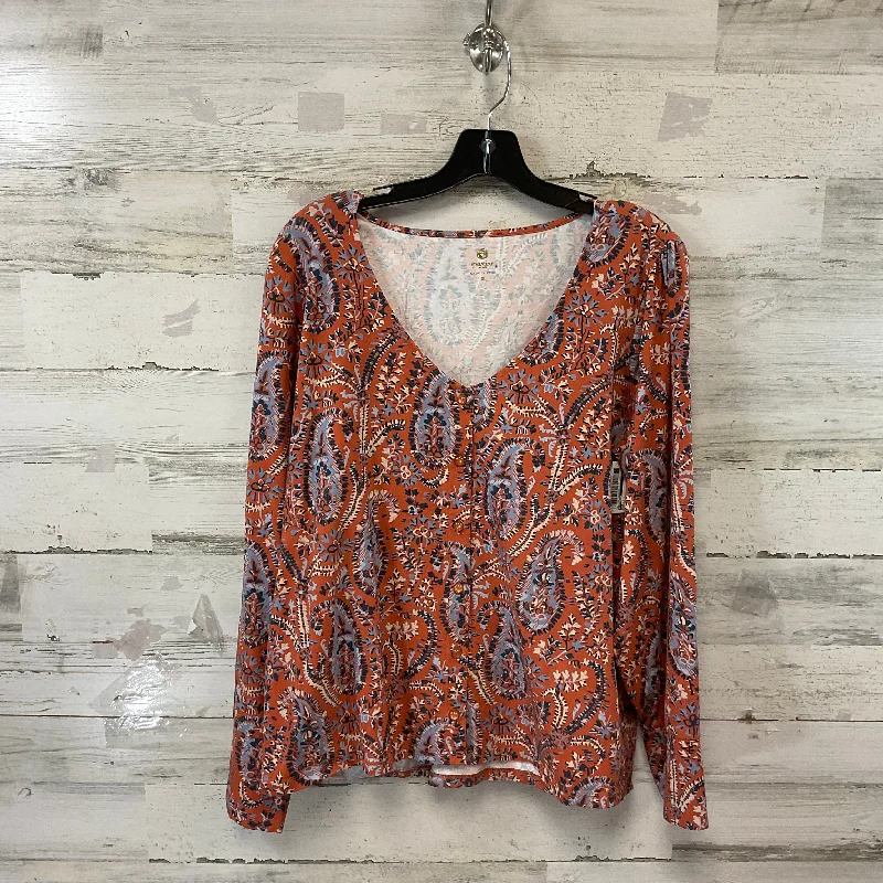 Top Long Sleeve By Spartina In Orange, Size: Xl Trendy Men's Oversized