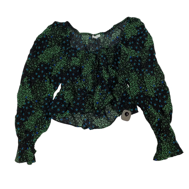 Top Long Sleeve By Topshop In Black & Green, Size: S Artistic Men's Hand