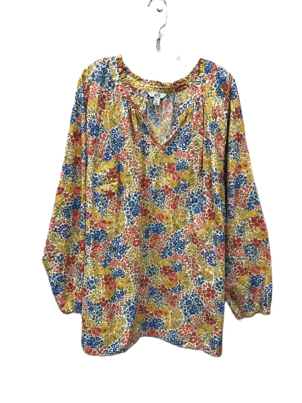 Multi-colored Top Long Sleeve By Croft And Barrow, Size: 4x Monochromatic Office Style