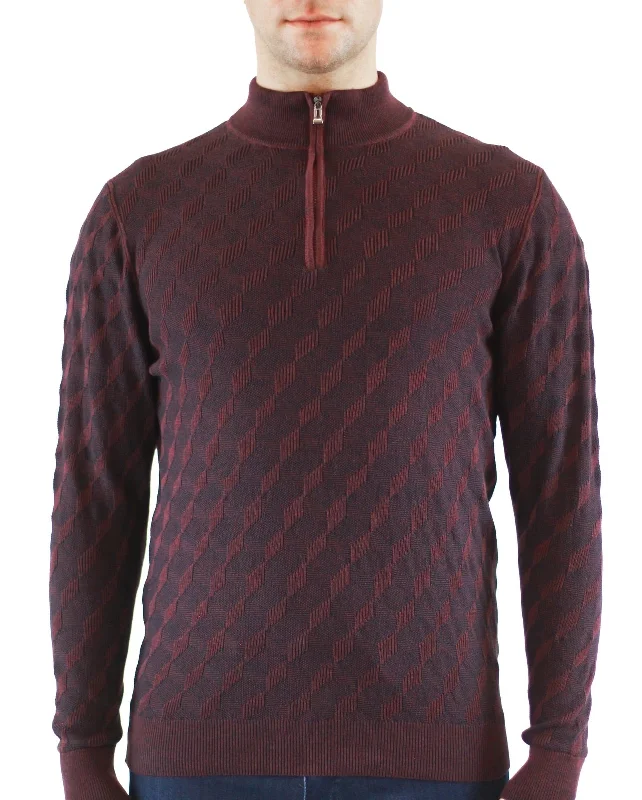 MEN`S 1/4 ZIP SWEATER - BURG Refined Men's European