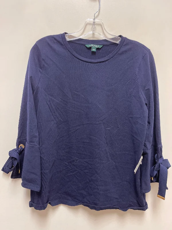 Top Long Sleeve By Lauren By Ralph Lauren In Navy, Size: L Sleek Men's Contemporary 