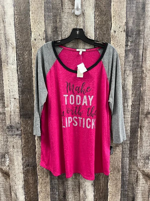 Top Long Sleeve By Maurices In Pink, Size: 1X Sleek Men's Metallic