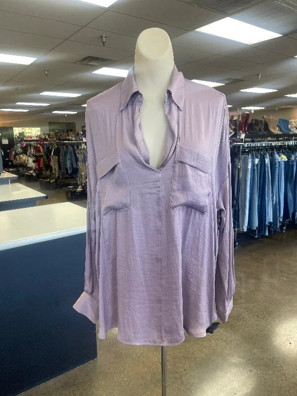 Top Long Sleeve By Free People In Purple, Size: Xs Trendy Men's Scandinavian