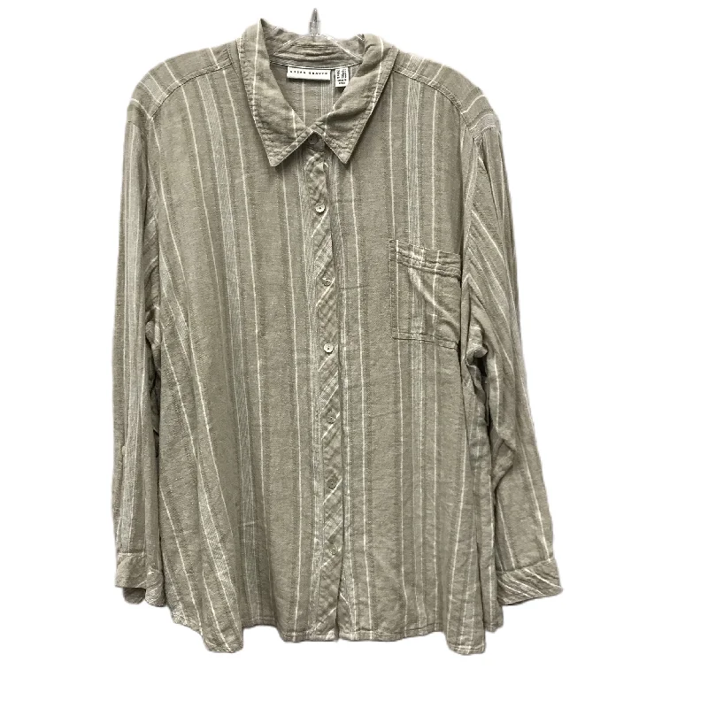 Tan Top Long Sleeve By Susan Graver, Size: 2x Refined Men's Velvet