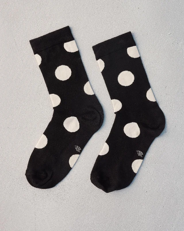Polka Love Socks - Black & Oatmeal Organic