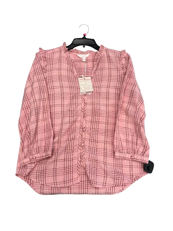 Top Long Sleeve By Lc Lauren Conrad In Pink, Size: S Relaxed Men's Australian 