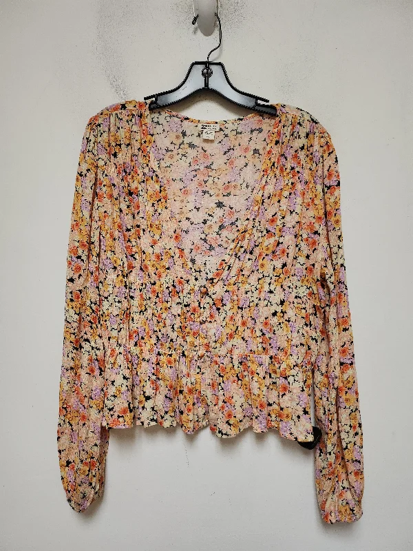 Top Long Sleeve By Billabong In Floral Print, Size: L Refined Men's Velvet