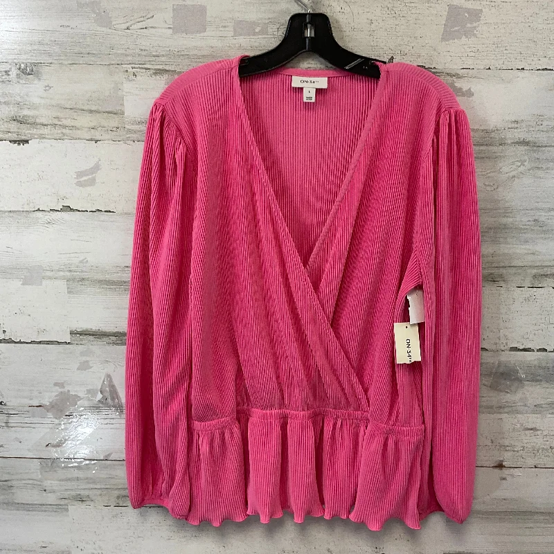 Top Long Sleeve By ON 34th In Pink, Size: L Dapper Men's 1920S
