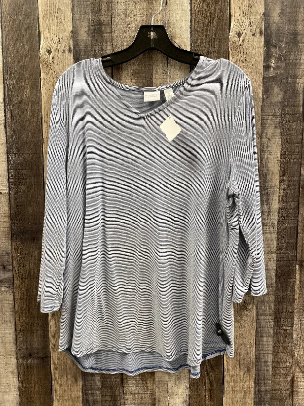 Top 3/4 Sleeve By Chicos In Striped Pattern, Size: Xl Hip Men's Urban