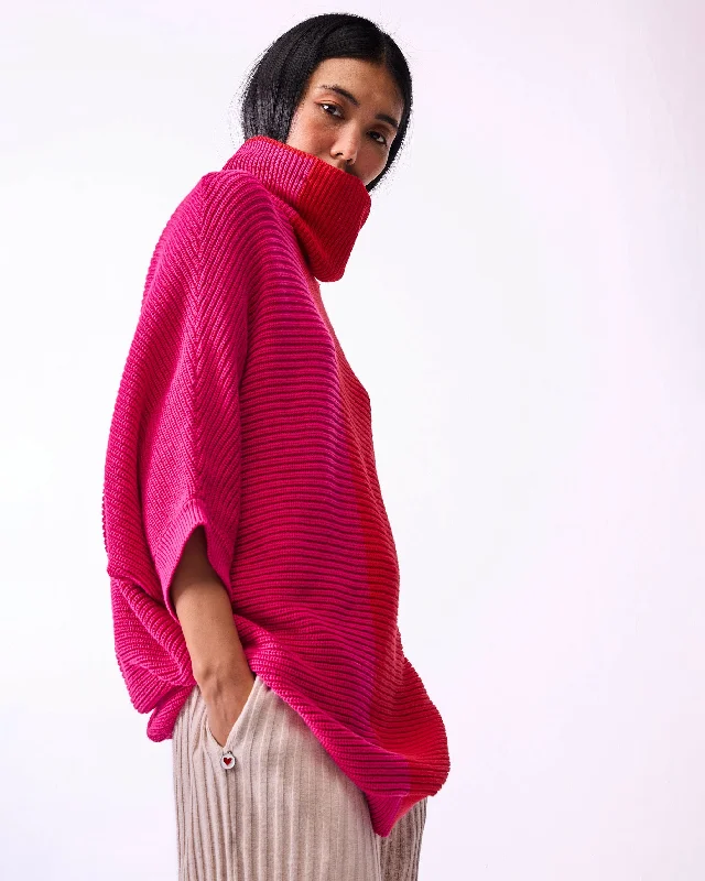 Tao Turtle Neck Sweater - Bright Red & Orange Dapper Men's 1920S