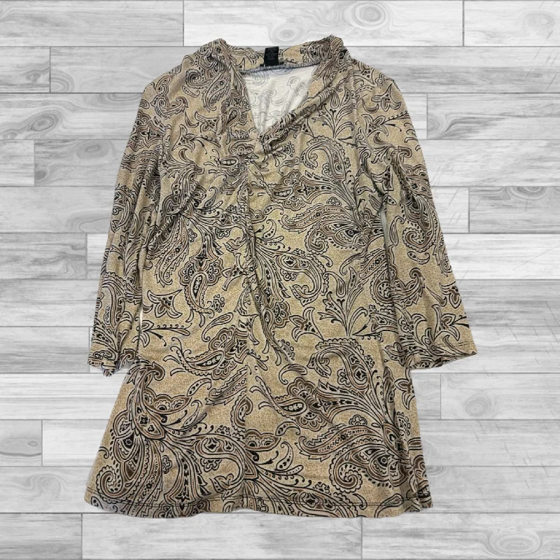 Top 3/4 Sleeve By Ann Taylor In Brown, Size: M Trendy Men's Bucket