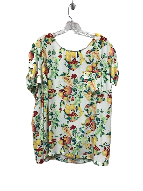 White & Yellow Top Short Sleeve By Lc Lauren Conrad, Size: 4x Earthy Men's Sustainable 