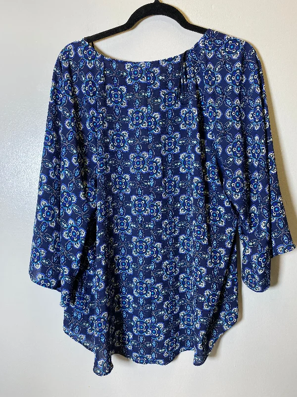 Top 3/4 Sleeve By Dana Buchman In Geometric Pattern, Size: Xl Traditional Men's Country
