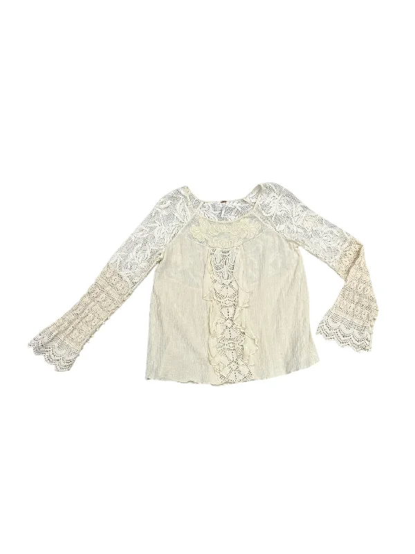 Top Long Sleeve By Free People In Cream, Size: S Athletic Men's High