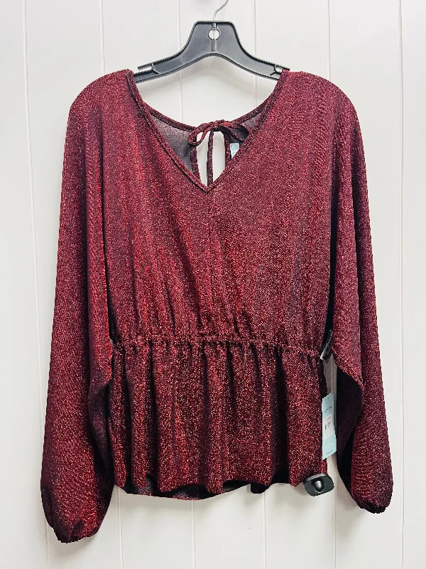Top Long Sleeve By blue sol In Red, Size: S Unique Men's Upcycled