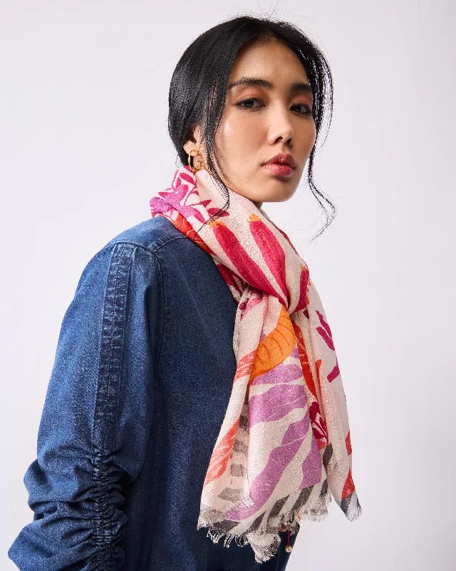 Colouful Cacti Scarf - White & Fuchsia Print Dapper Men's Bow