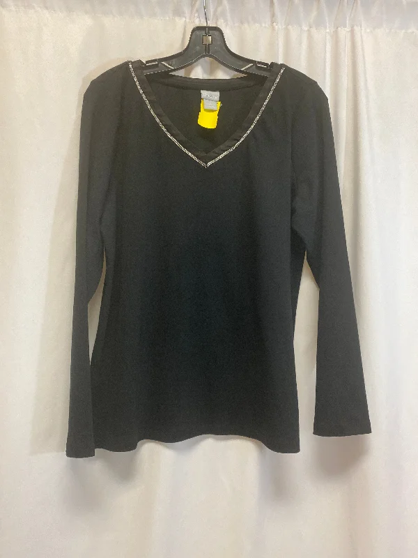 Top Long Sleeve By Chicos In Black, Size: L Polished Men's Satin