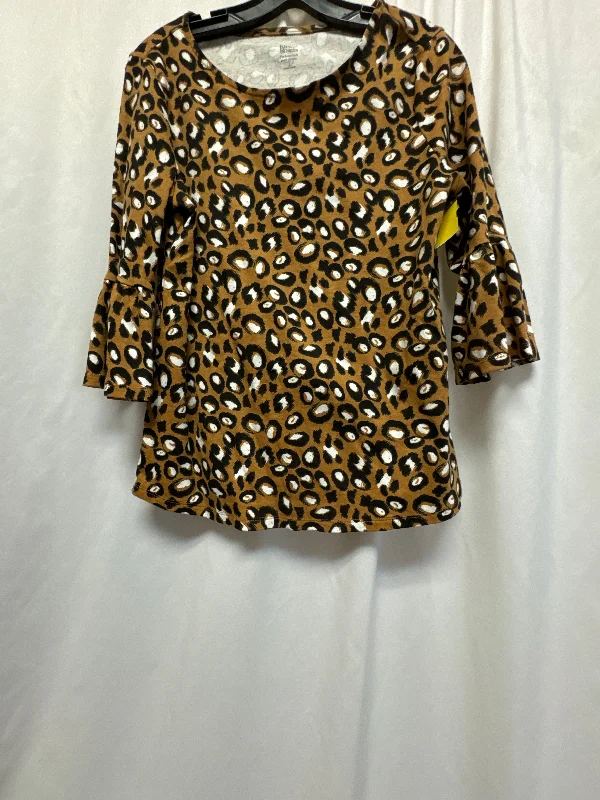 Top 3/4 Sleeve By Kim Rogers In Animal Print, Size: S Trendy Men's Oversized