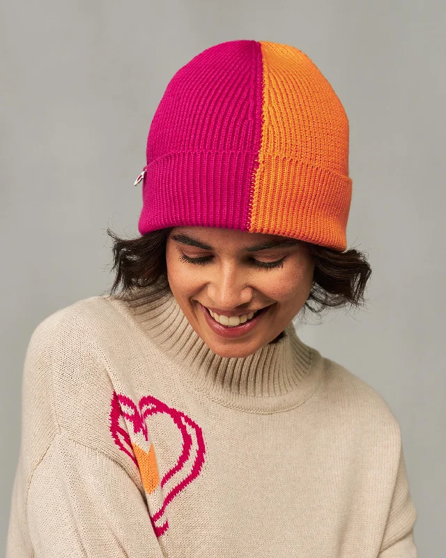 Yin-Yan Beanie - Orange & Fuchsia Sharp Men's Italian