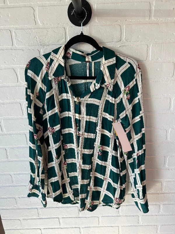 Top Long Sleeve By Free People In Green & White, Size: L Cozy Men's Winter