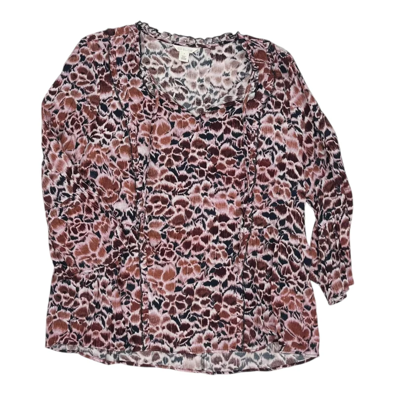 Top 3/4 Sleeve By Caslon In Blue & Pink, Size:S Earthy Men's Sustainable 