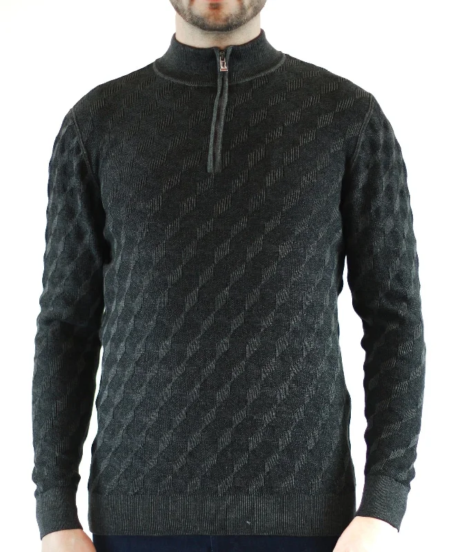 MEN`S 1/4 ZIP SWEATER - GREY Athletic Men's High