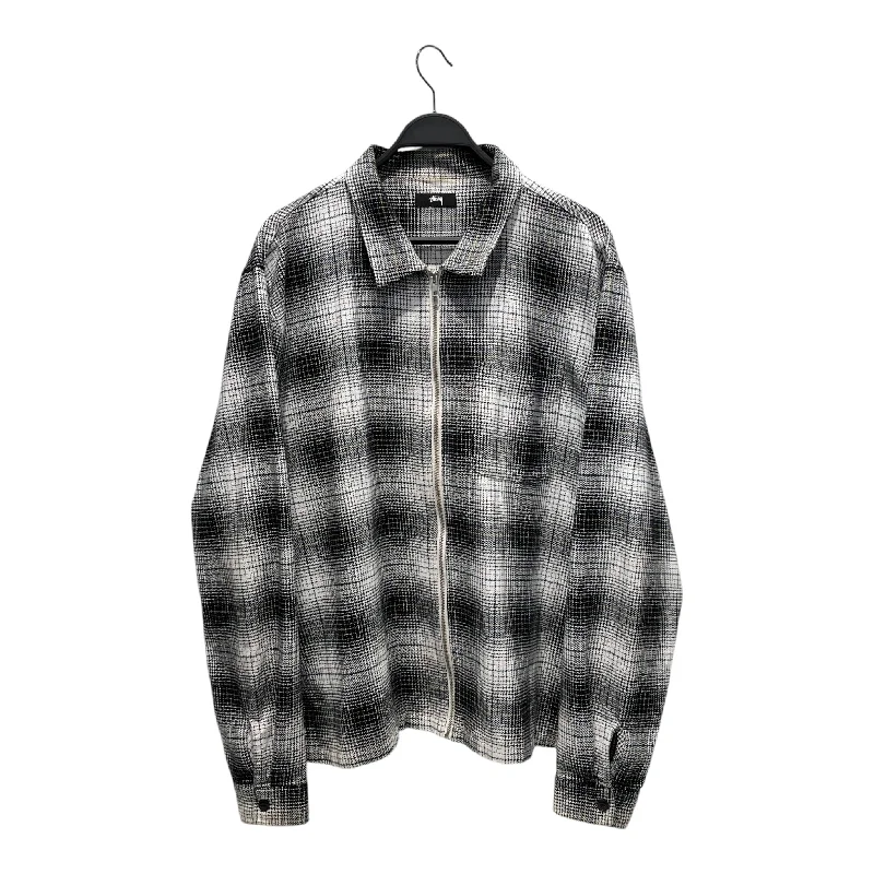 STUSSY/LS Shirt/XL/Cotton/WHT/Plaid/ Vintage Men's 1970S Disco