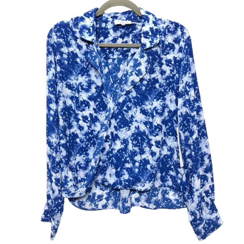 Top Long Sleeve By Calvin Klein In Blue & White, Size: S Rugged Men's Outdoor 