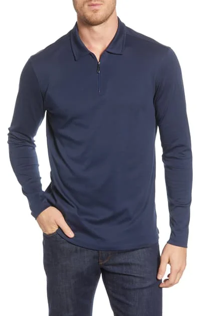 GEORGIA LS ZIP POLO - BLUE Youthful Men's Anime