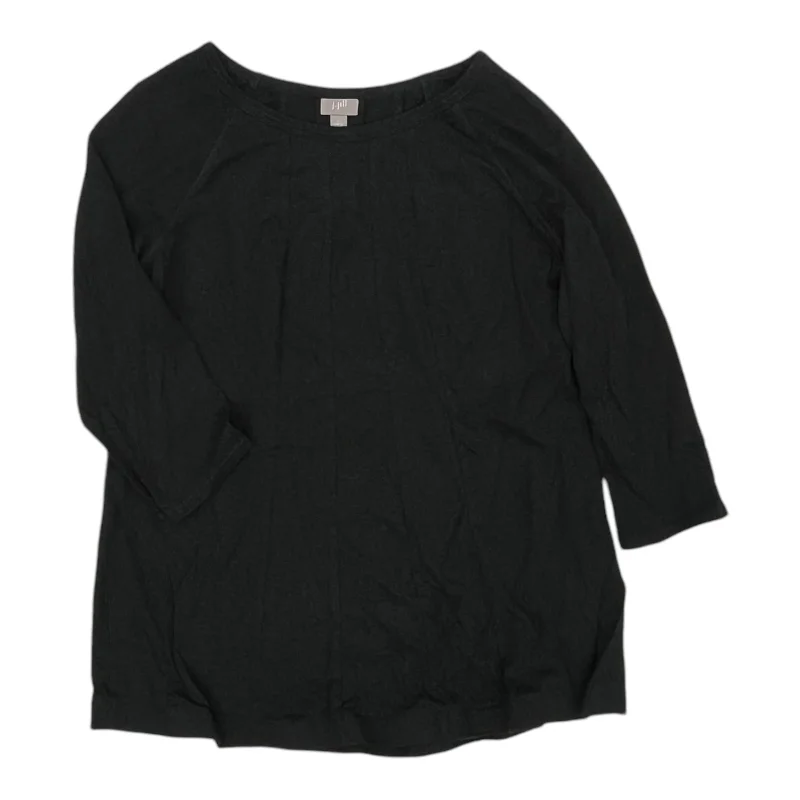 Top 3/4 Sleeve By J. Jill In Black, Size:L Rugged Men's Outdoor 