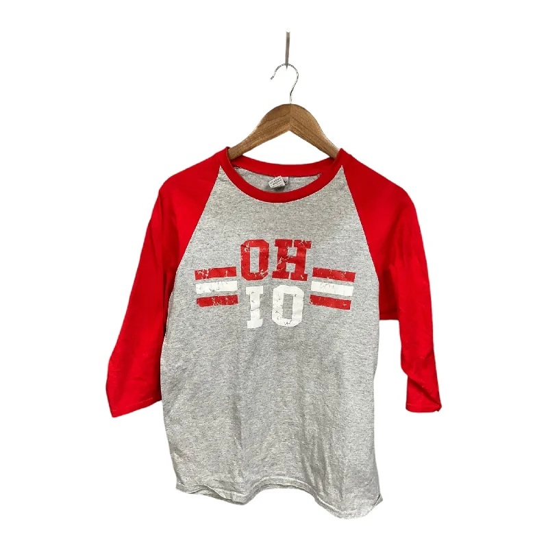 Top Long Sleeve Basic By Gildan In Grey & Red, Size: M Dynamic Men's Moto