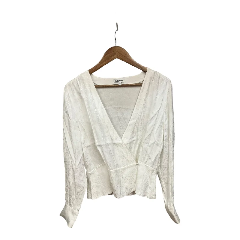 Top Long Sleeve By Express In White, Size: M Casual Men's Japanese 