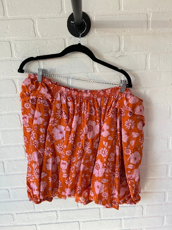 Top Long Sleeve By Free People In Orange & Pink, Size: M Unique Men's Upcycled