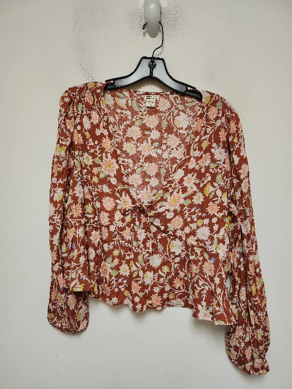 Top Long Sleeve By Billabong In Floral Print, Size: L Youthful Men's Anime