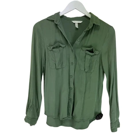 Top Long Sleeve Basic By H&m In Green, Size: S Modern Men's Geometric