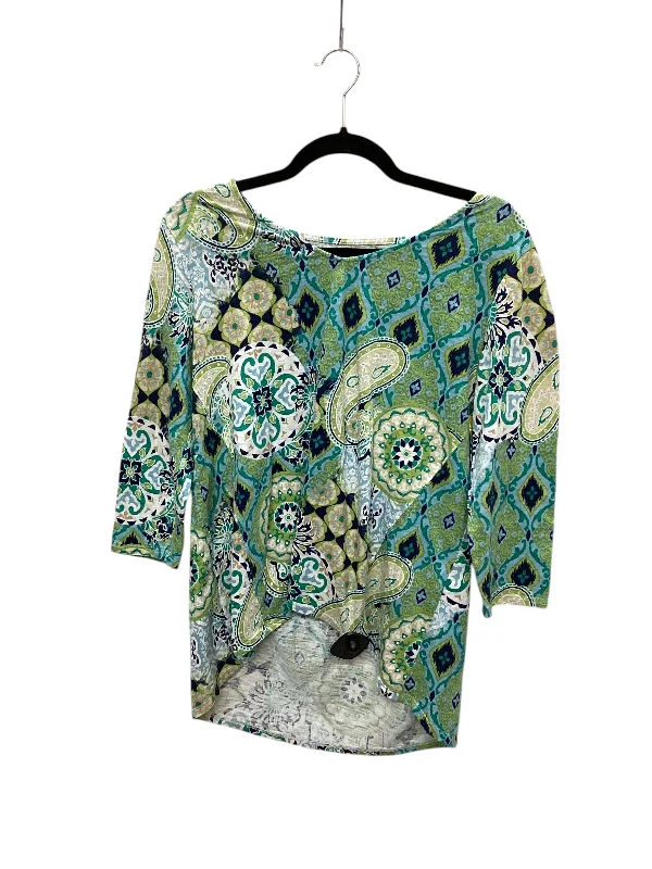 Top Long Sleeve By Chicos In Blue & Green, Size: M Casual Men's Short