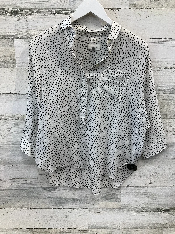 Top 3/4 Sleeve By Loft In Black & White, Size: S Traditional Men's Wool