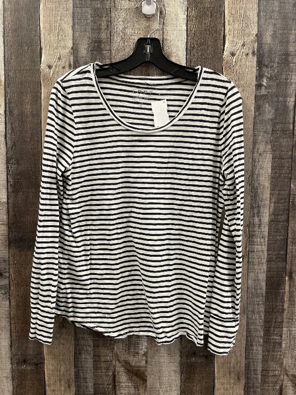 Top Long Sleeve By Loft In Striped Pattern, Size: L Casual Men's Loose
