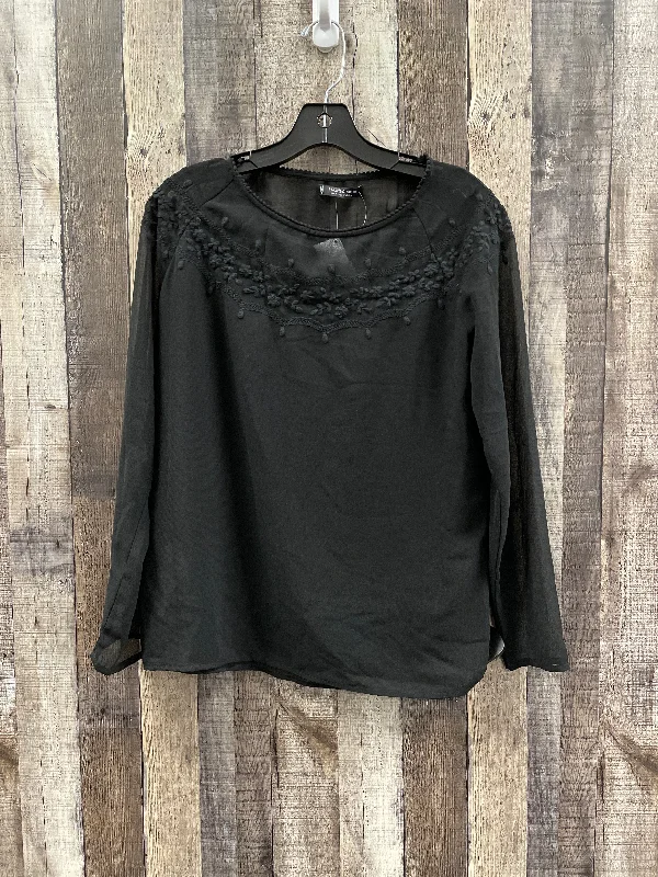 Top Long Sleeve By Mango In Black, Size: S Athletic Men's Compression