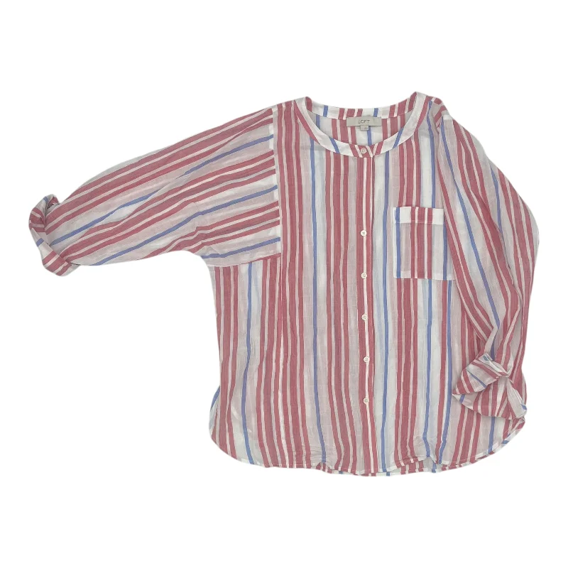 Top Ls By Loft In Blue & Red & White, Size:L Elegant Men's Formal 