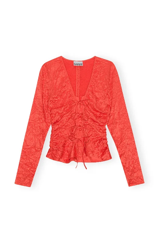 Crinkled Satin V-neck Shirt - Grenadine Bold Men's Animal
