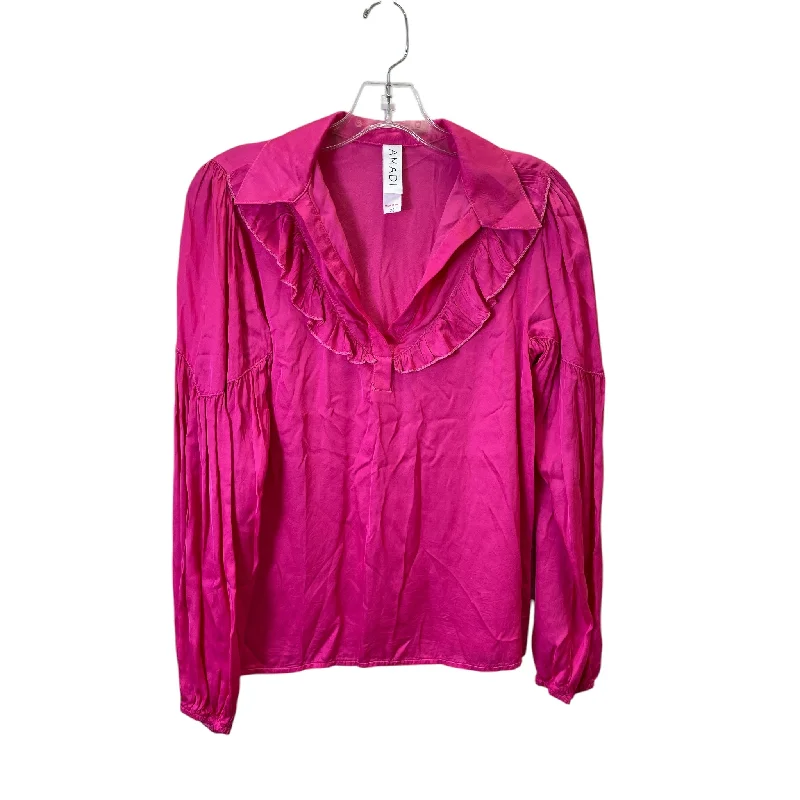 Top Ls Basic By Amadi In Pink, Size:Xs Laid