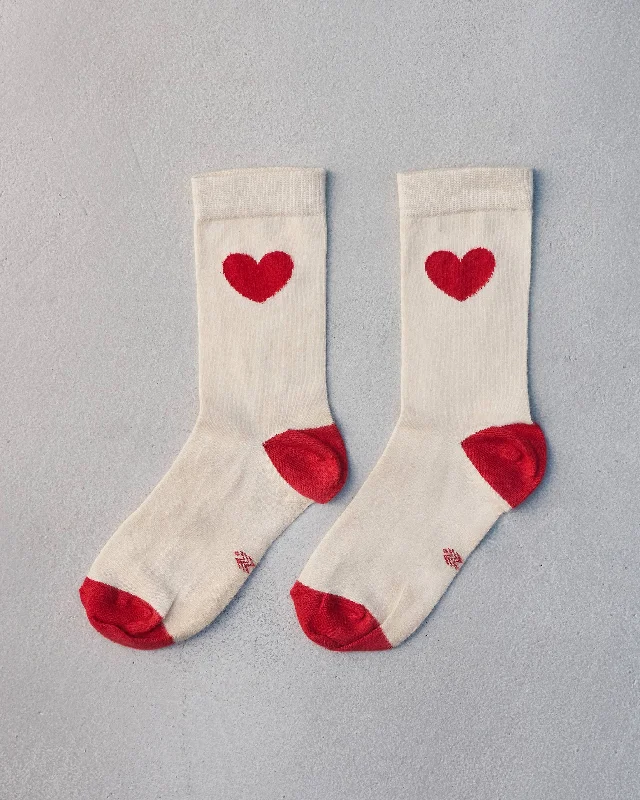 Heart Socks - Oatmeal & Red Sporty Men's Tennis