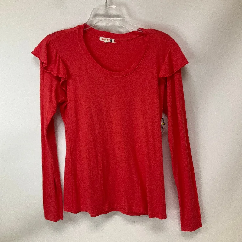 Top Long Sleeve Basic By Sundry In Orange, Size: Xs Polished Men's Satin