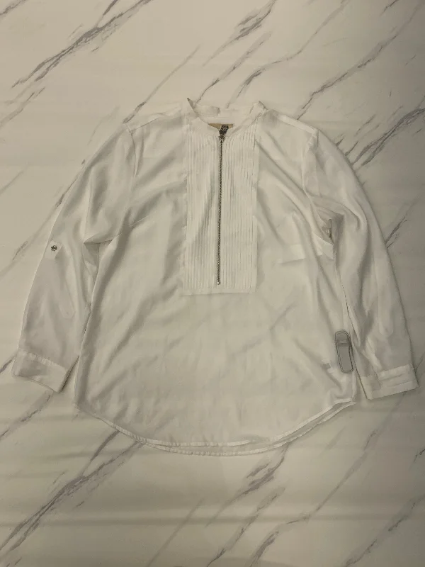Top Long Sleeve By Michael By Michael Kors In White, Size: Xl British Gentleman Style