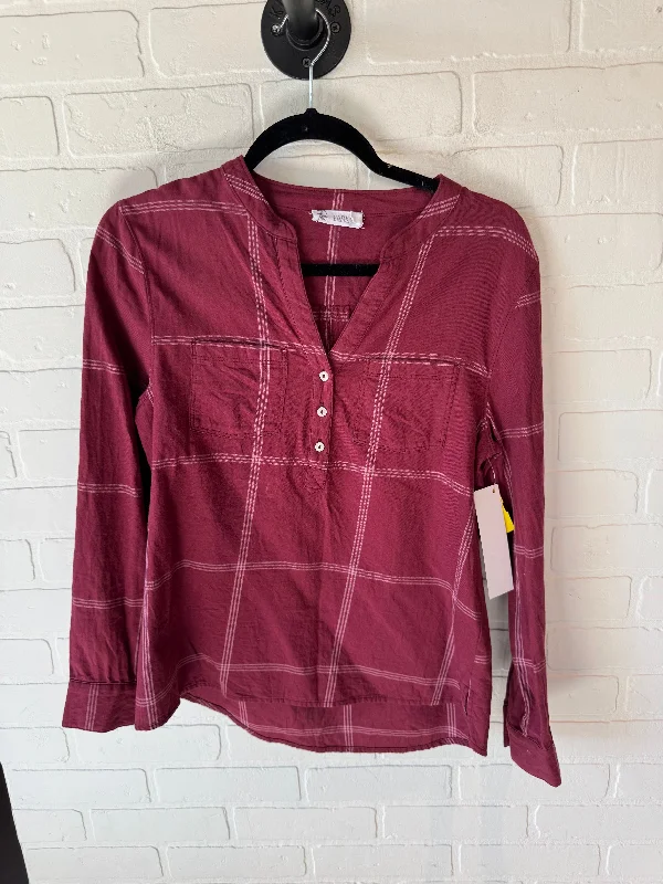 Top Long Sleeve By Carve Designs In Red & White, Size: S Cool Men's Distressed