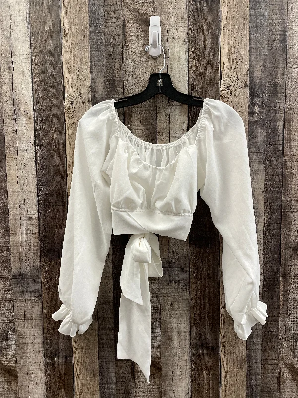 Top Long Sleeve By Cmf In White, Size: M Cclassic Men's Tweed